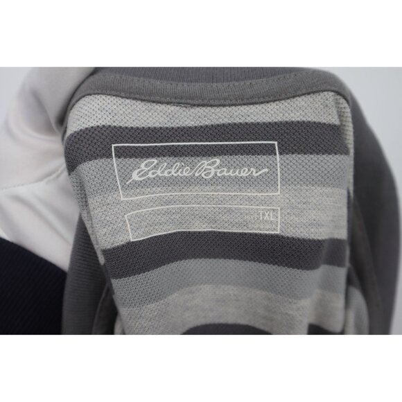 Eddie Bauer Mens Striped Gray Polo Shirt TXL 100% Cotton Short Sleeve - Picture 2 of 13